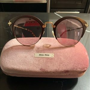 SOLD MIU MIU Pink Round Glitter Sunglasses
